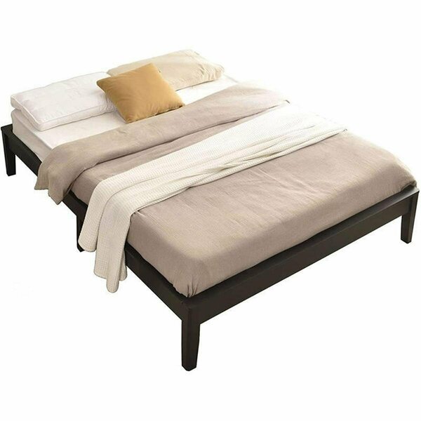Better Home Stella Solid Pine Wood Queen Size Platform Bed Frame, Black PLATFORM-50-BLK